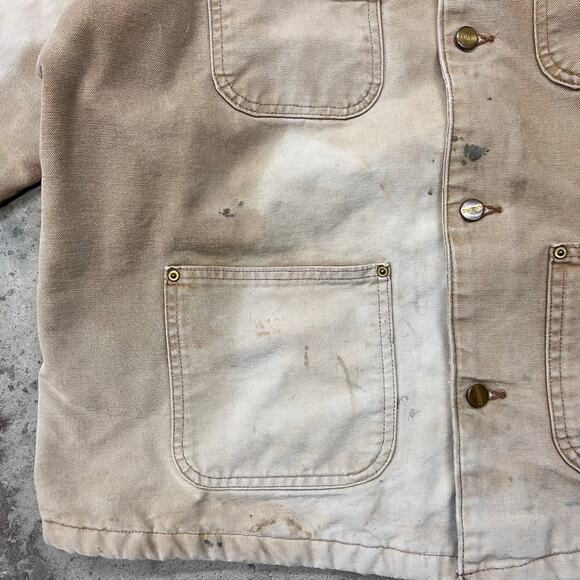Vintage Carhartt Blanket Lined Chore Coat Barn Jacket C01 BRN 44 Faded Workwear - Picture 8 of 14
